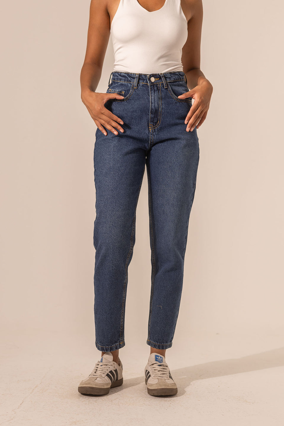Navy High-Waisted Mom Fit Jeans