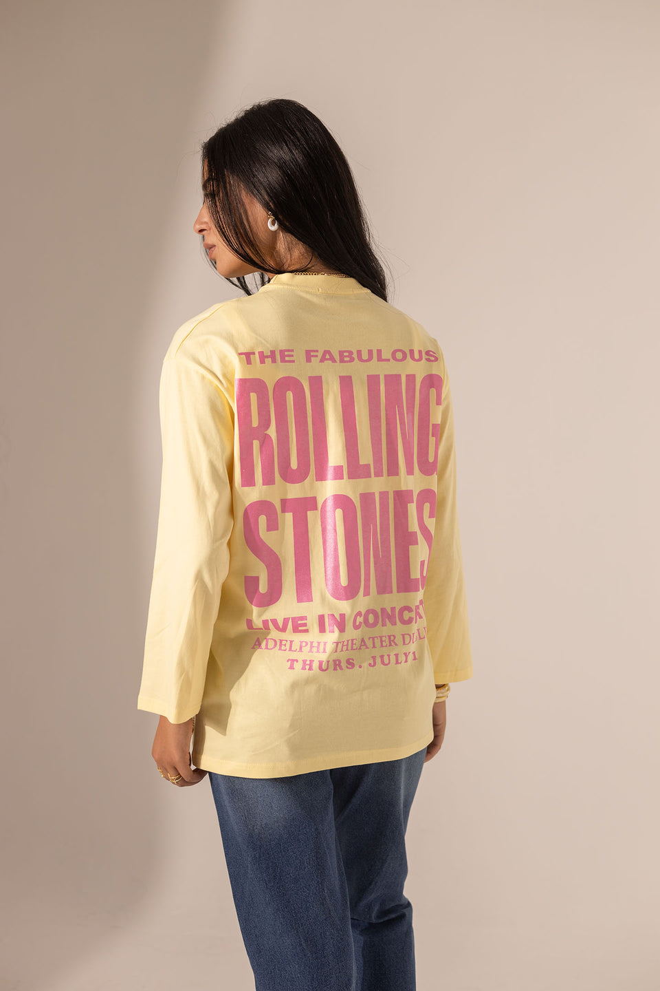 Yellow Printed Long Sleeves T-Shirt