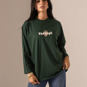 Olive Printed Long Sleeves T-Shirt