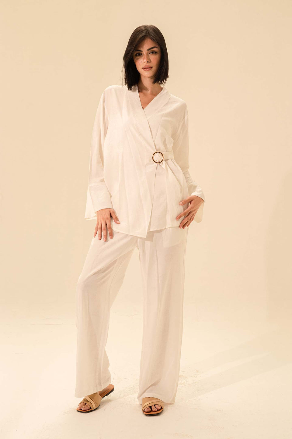 White Linen Tied Set