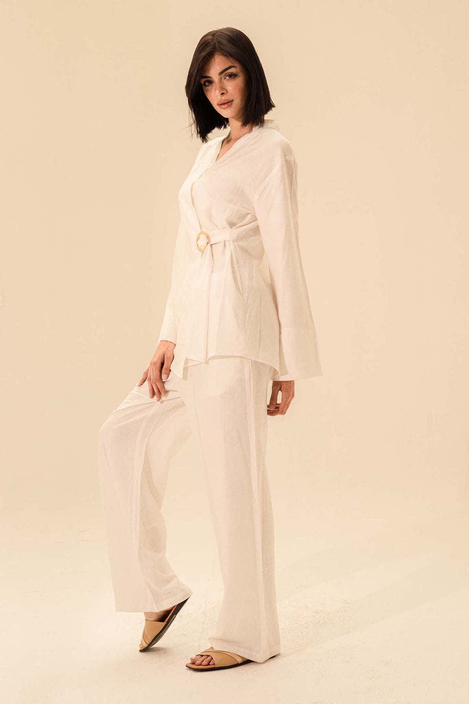 White Linen Tied Set