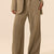 Olive Pinstripe Wide-Leg Pants