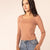 Coffe Ribbed Long Sleeve Scoop Neck Basic