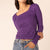 Purple Ribbed Long Sleeve Scoop Neck Basic