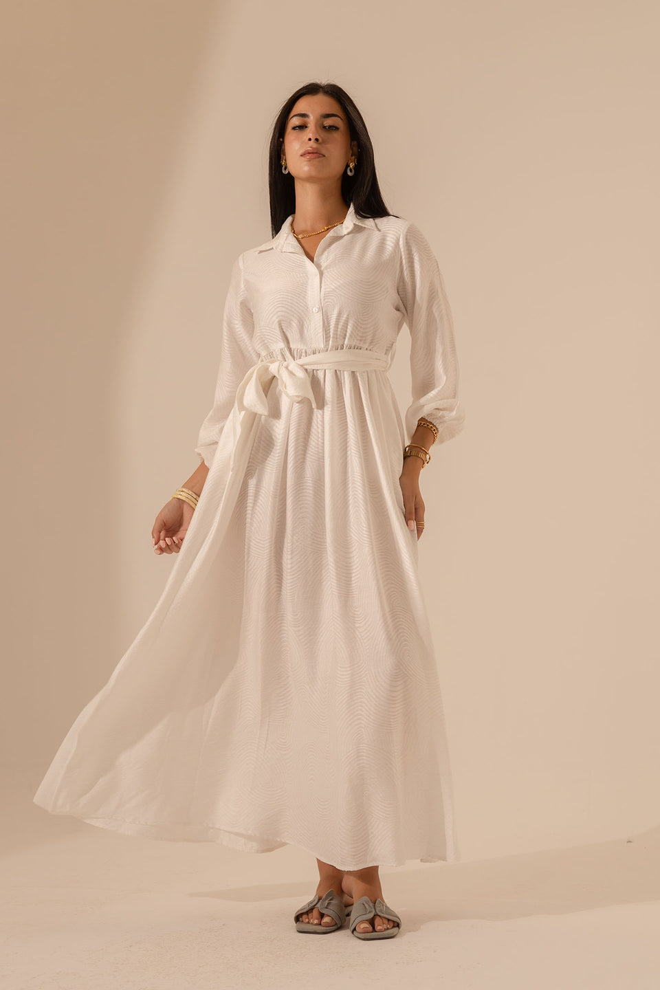 White Collared Maxi Dress