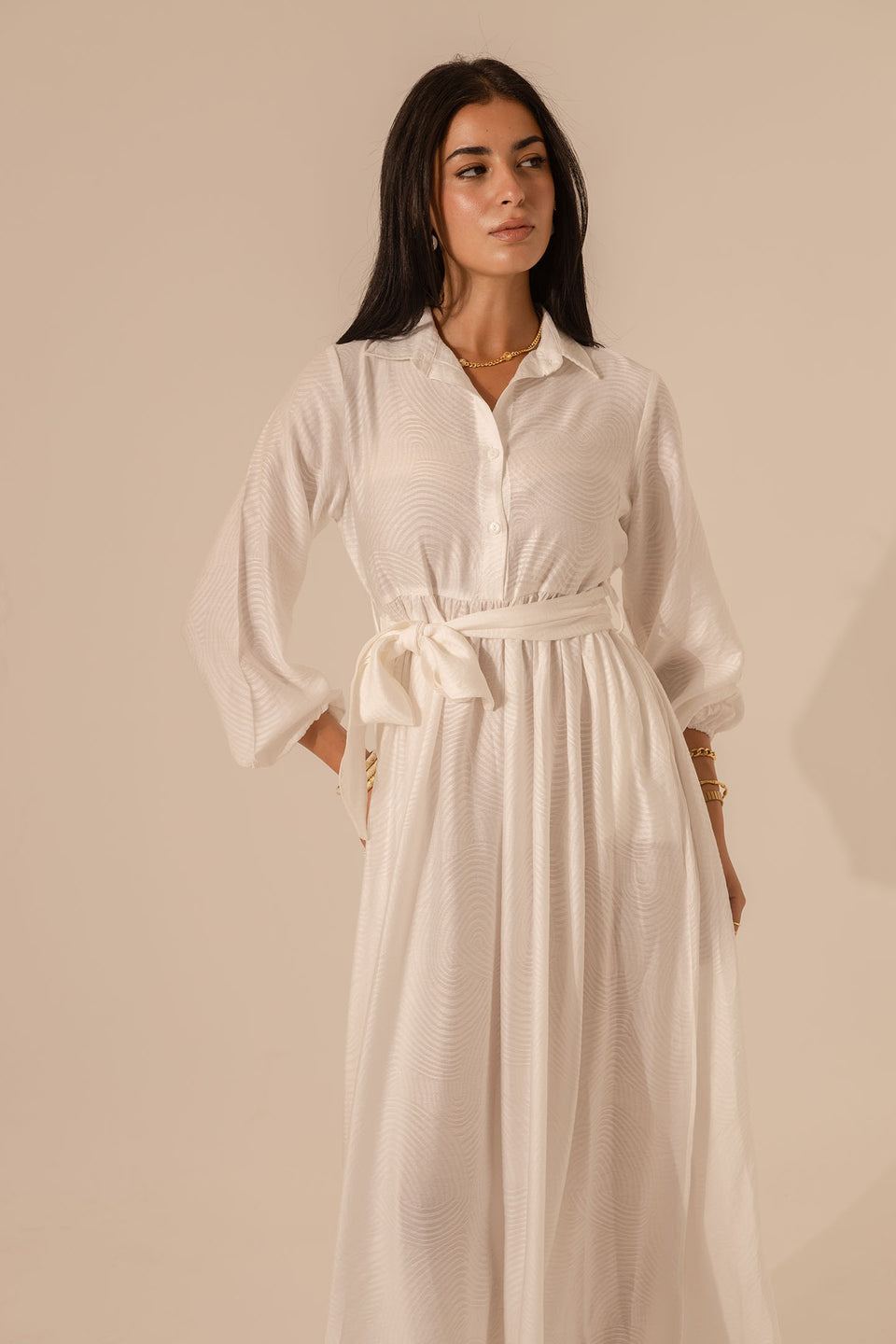 White Collared Maxi Dress