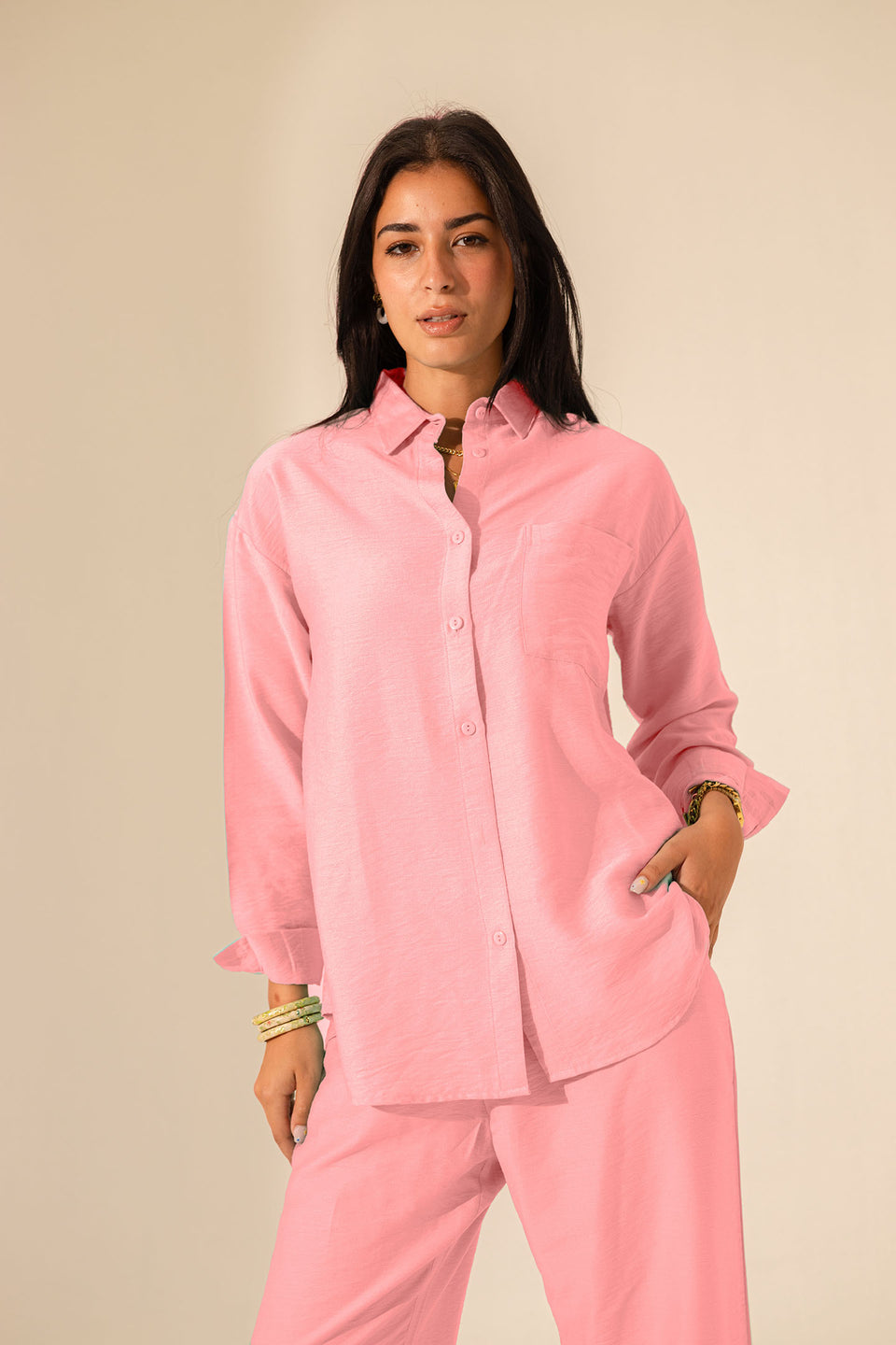 Pink Summer Linen Shirt