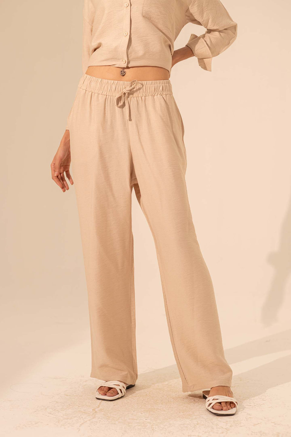 Beige Summer Linen Pants
