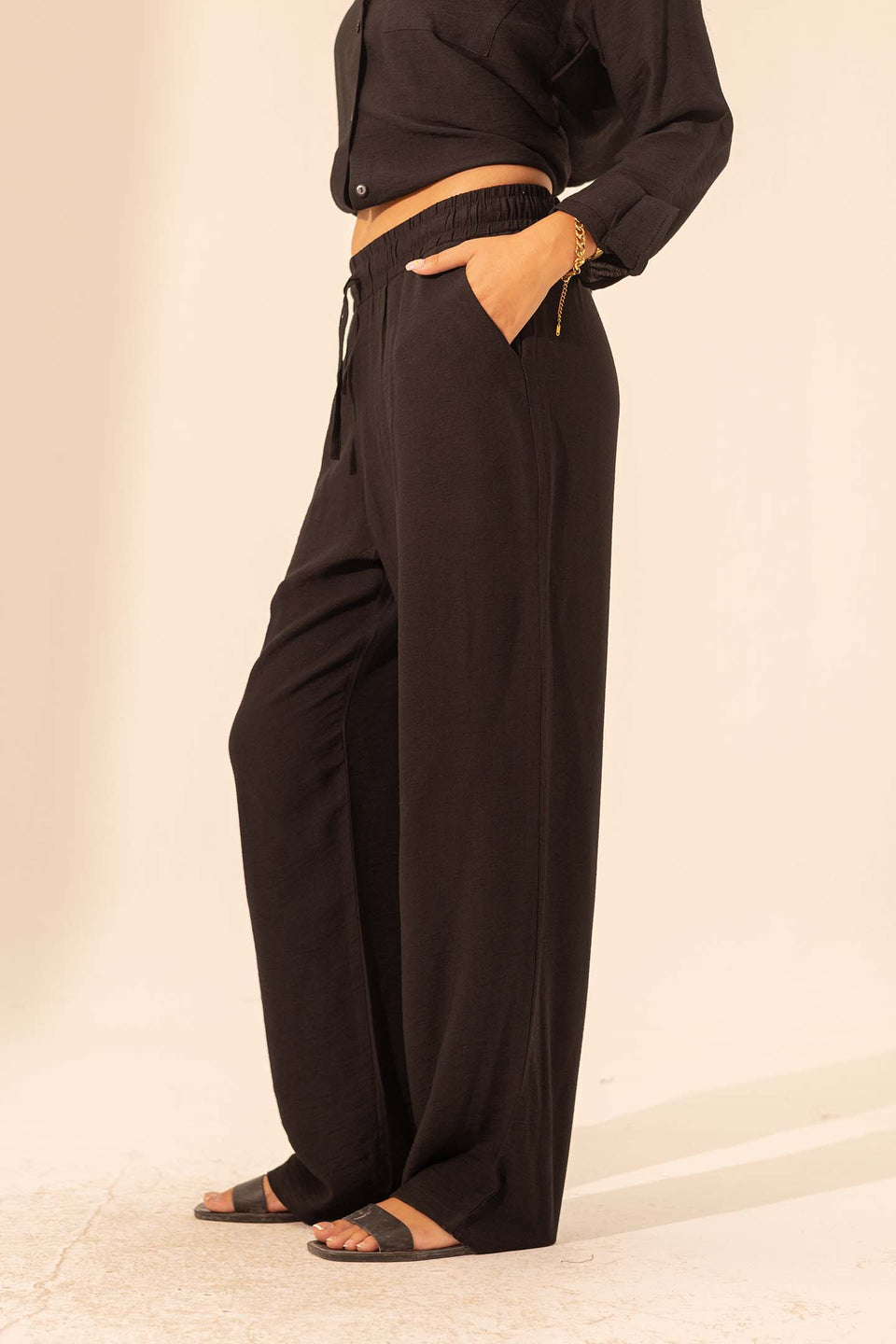 Black Summer Linen Pants