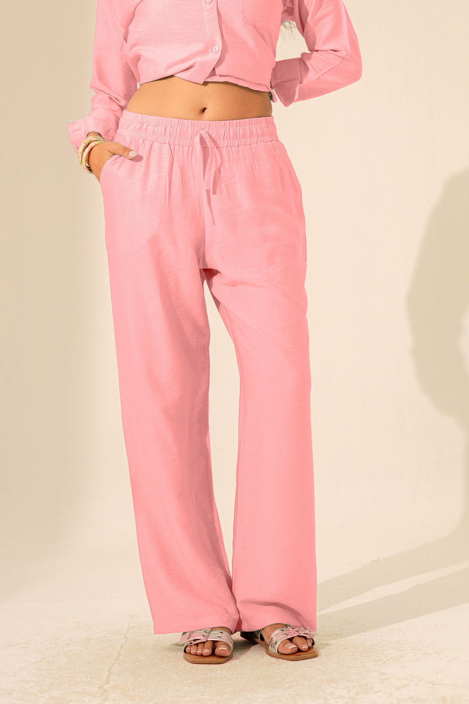 Pink Summer Linen Pants