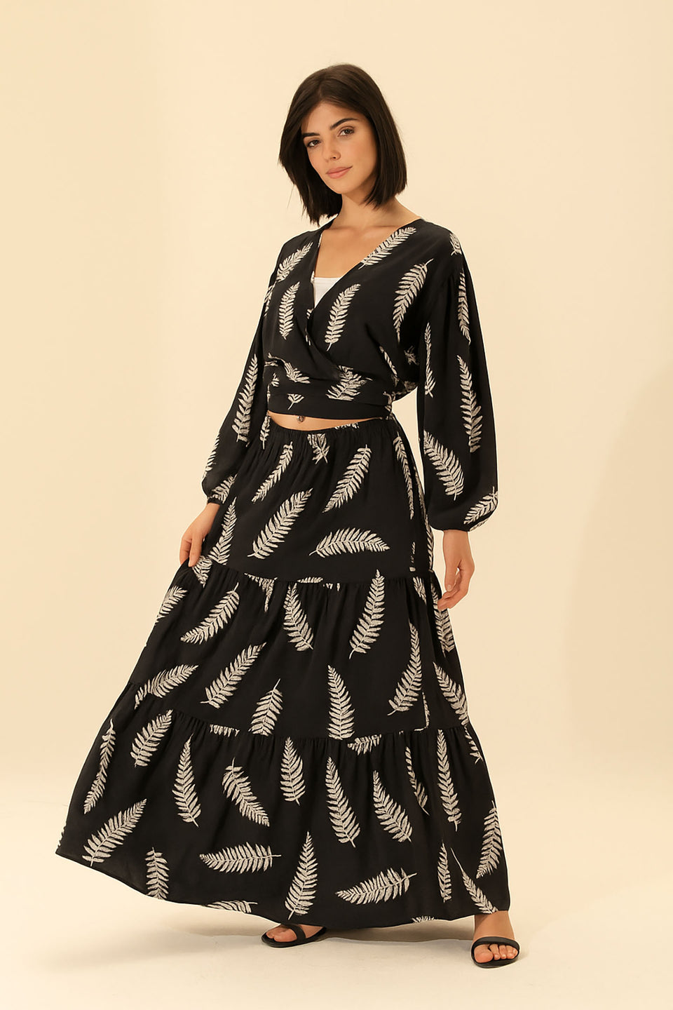 Black Crop Top & Maxi Skirt Set