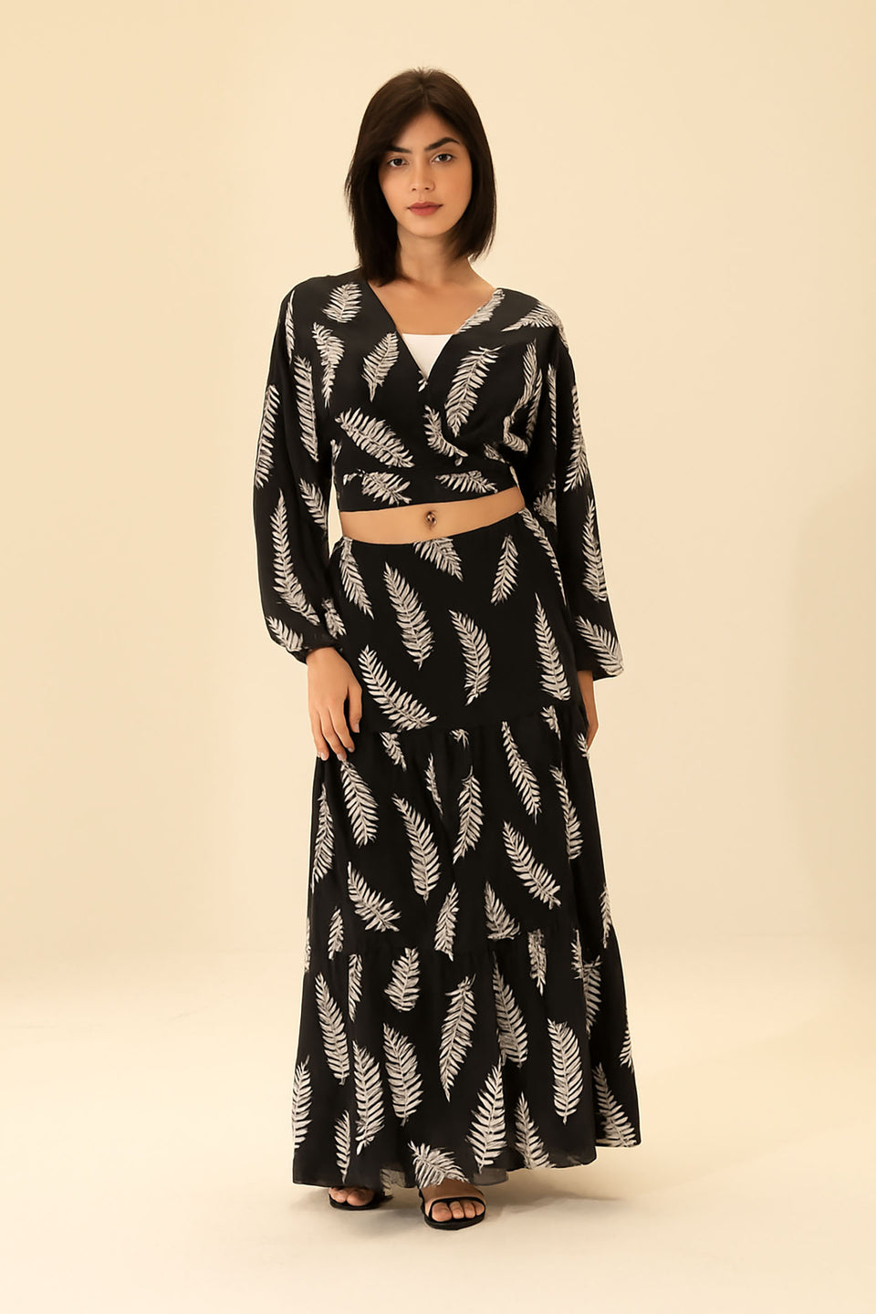 Black Crop Top & Maxi Skirt Set
