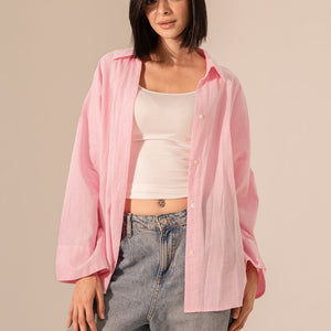Rose Linen Wide Sleeves Shirt