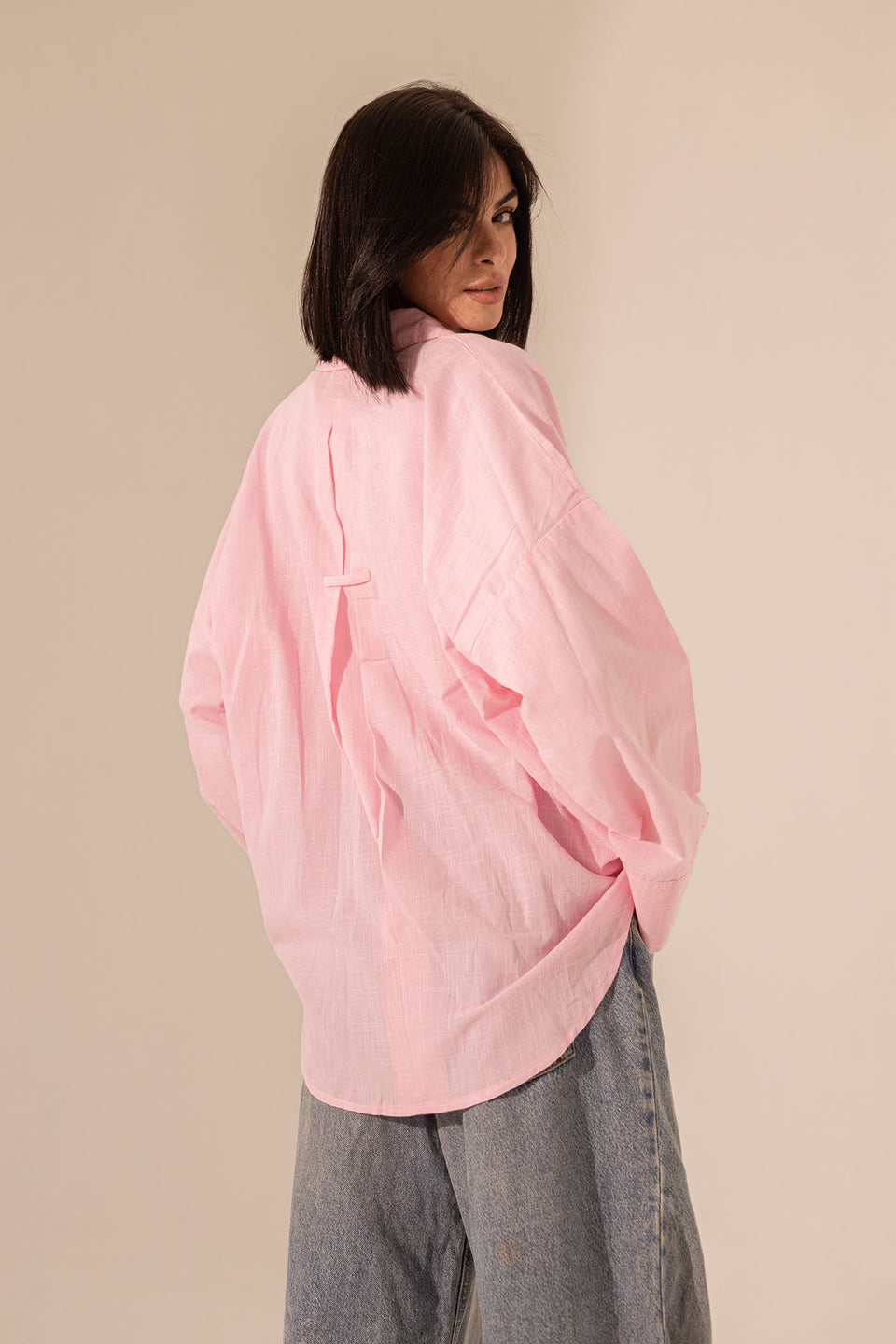 Rose Linen Wide Sleeves Shirt