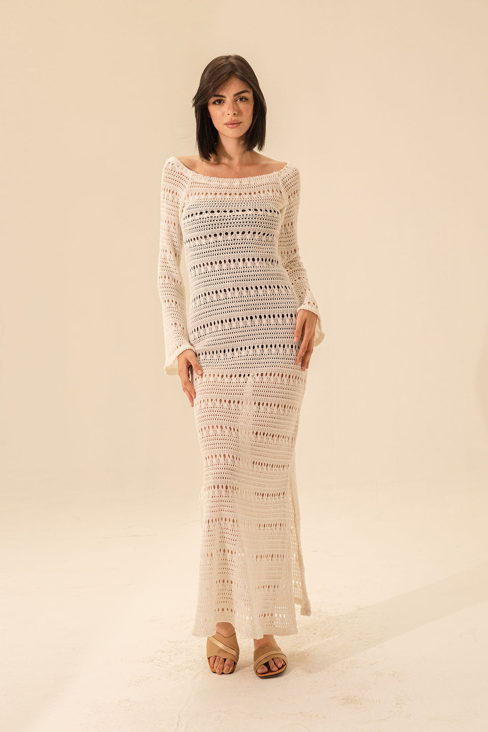 White Crochet Beach Dress Cover-Up
