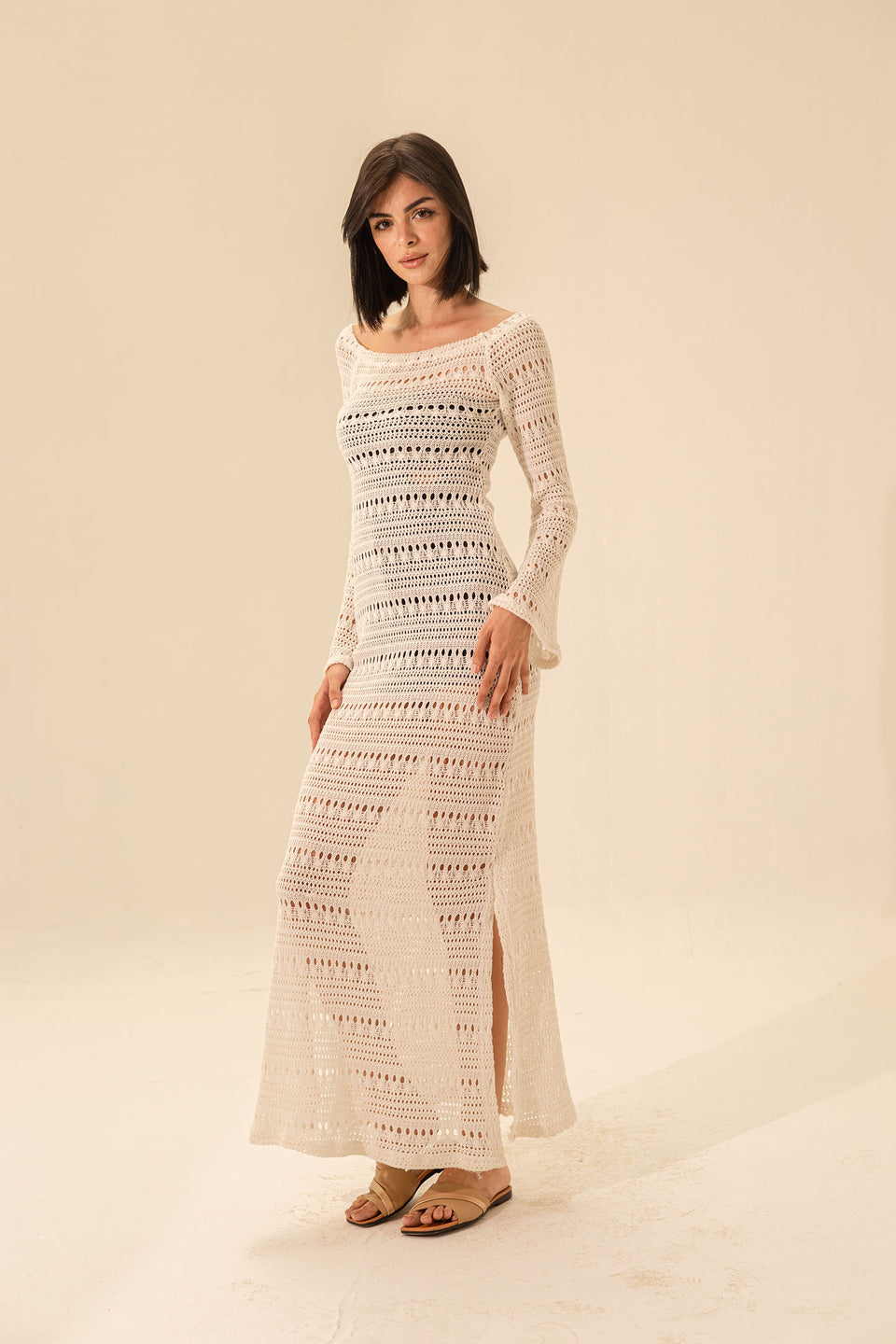White Crochet Beach Dress Cover-Up
