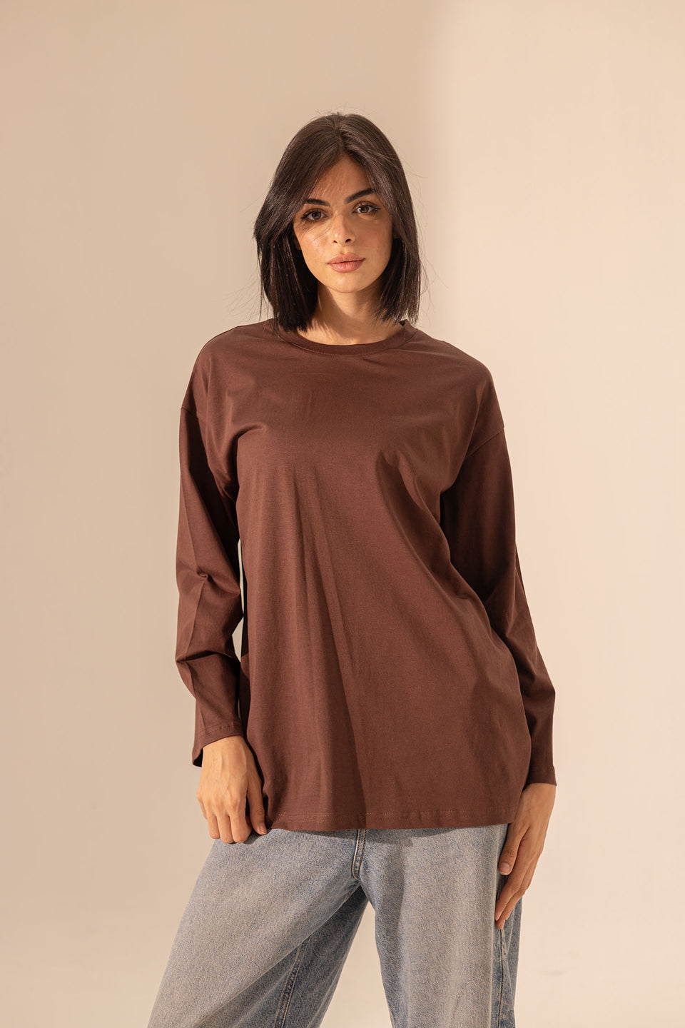 Brown Long Sleevless T-Shirt