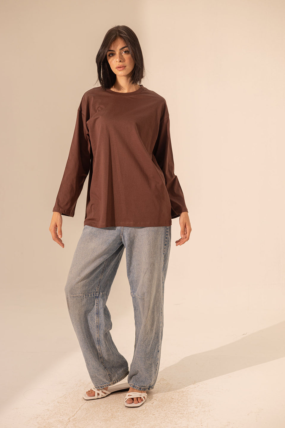 Brown Long Sleevless T-Shirt