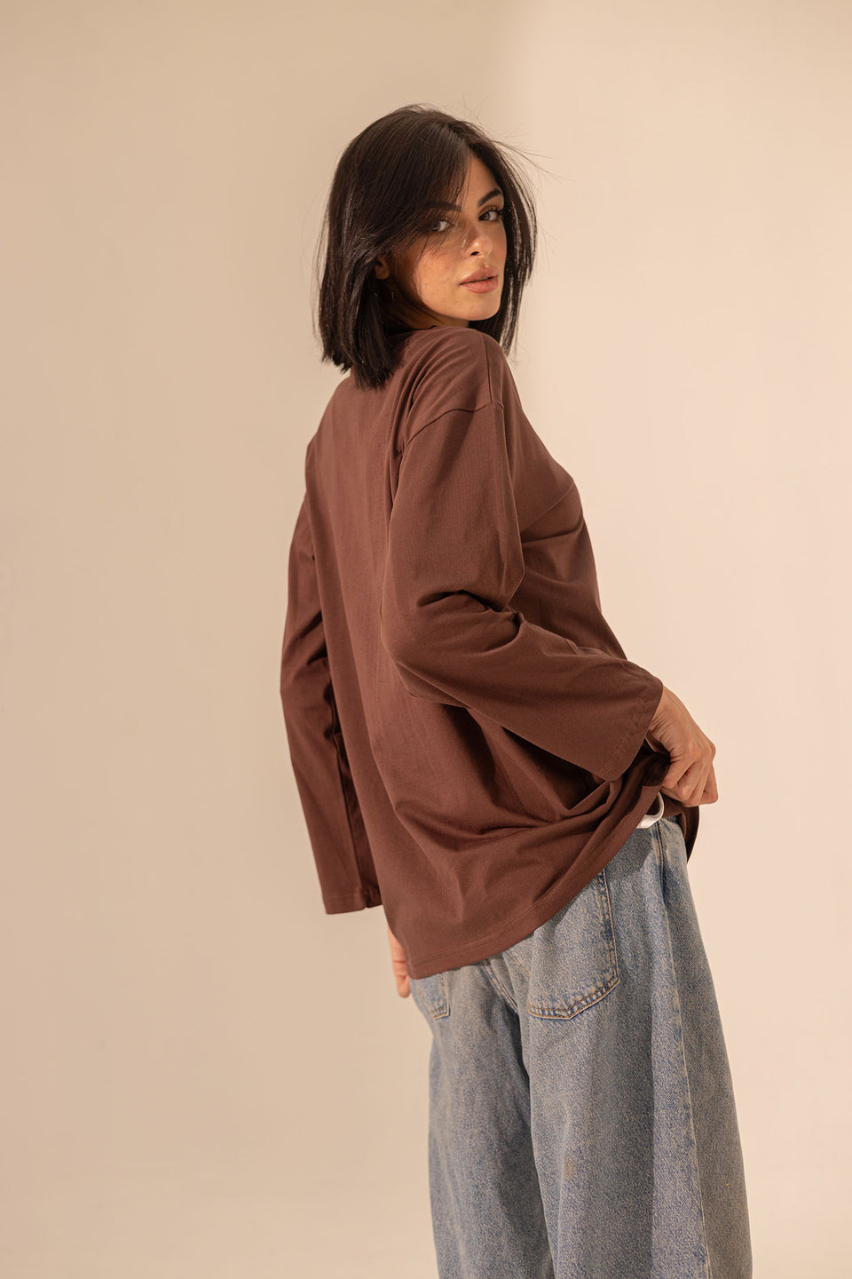 Brown Long Sleevless T-Shirt