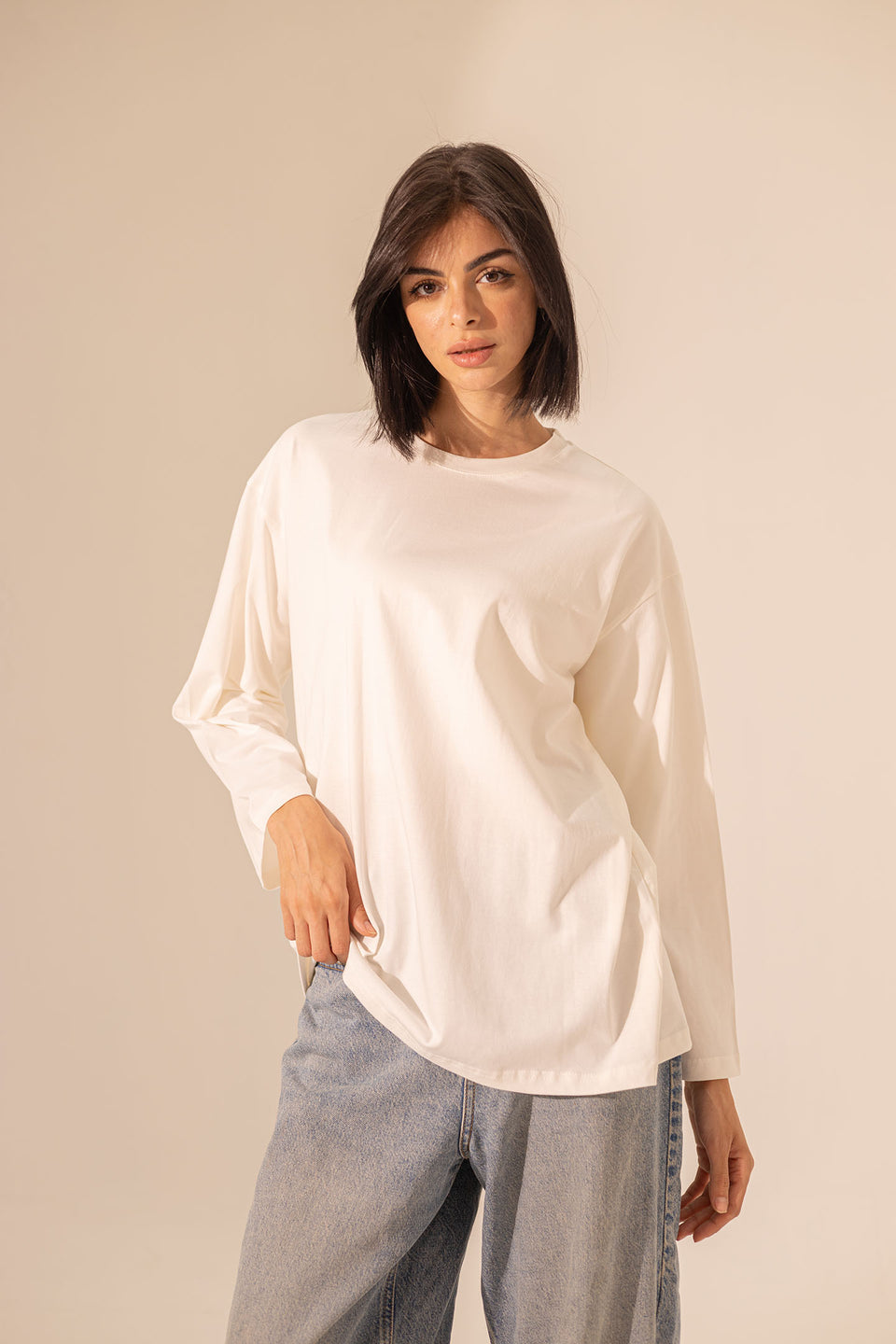 White Long Sleevless T-Shirt