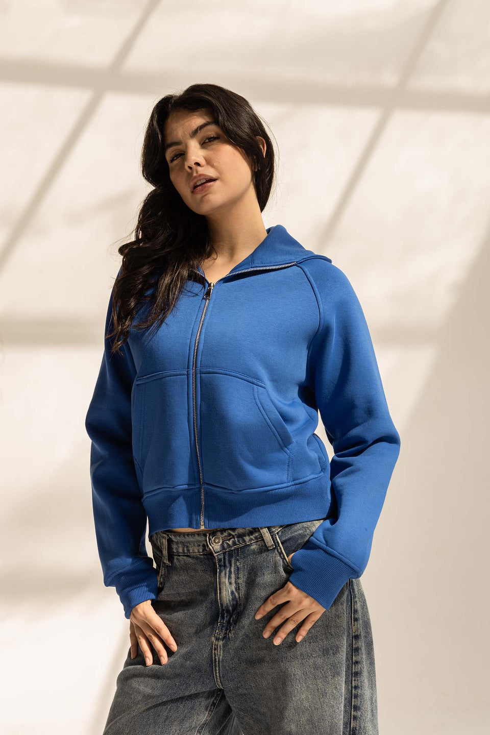 Blue Milton Thumb Hole Hoodie
