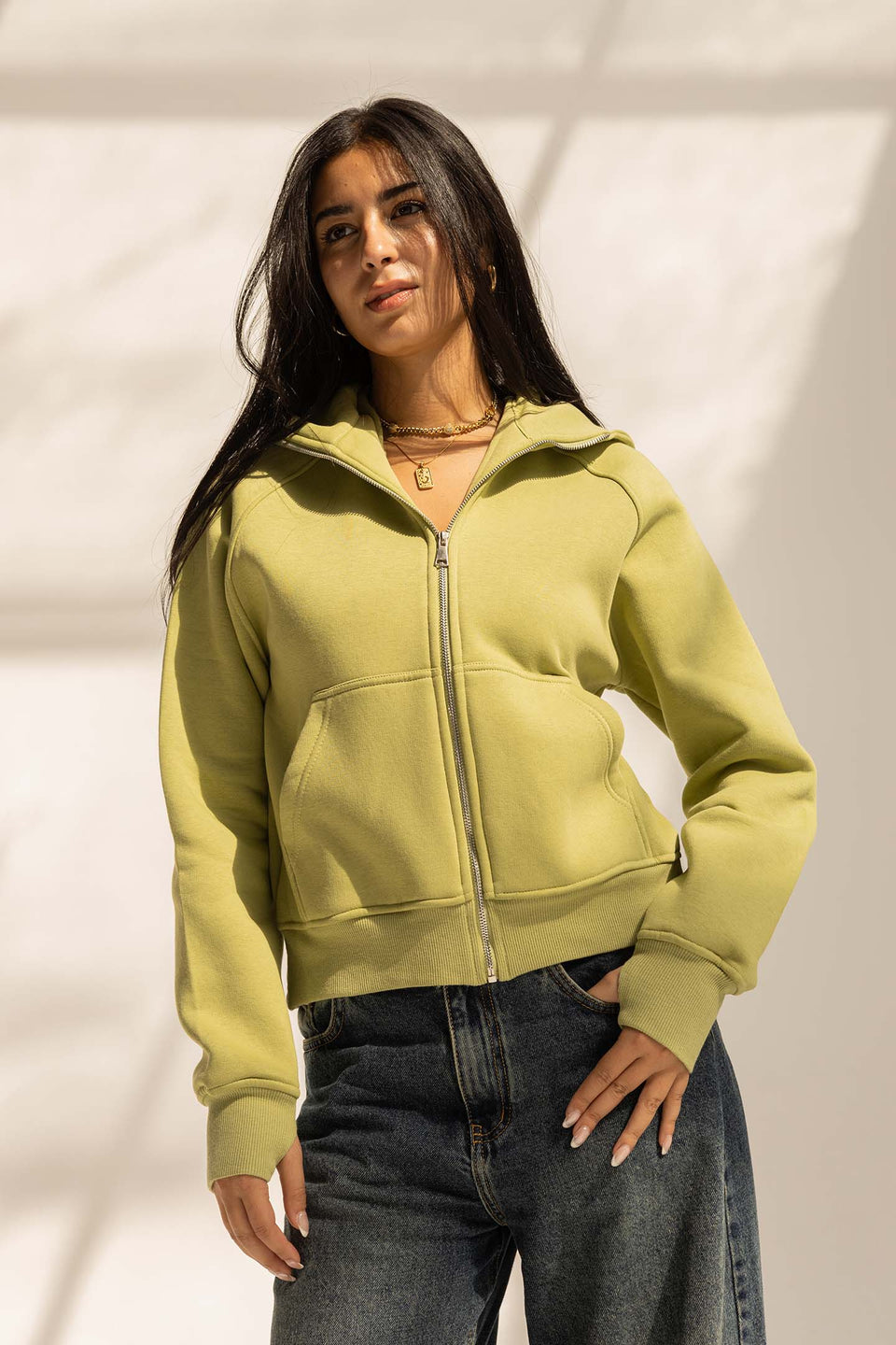 Lime Milton Thumb Hole Hoodie