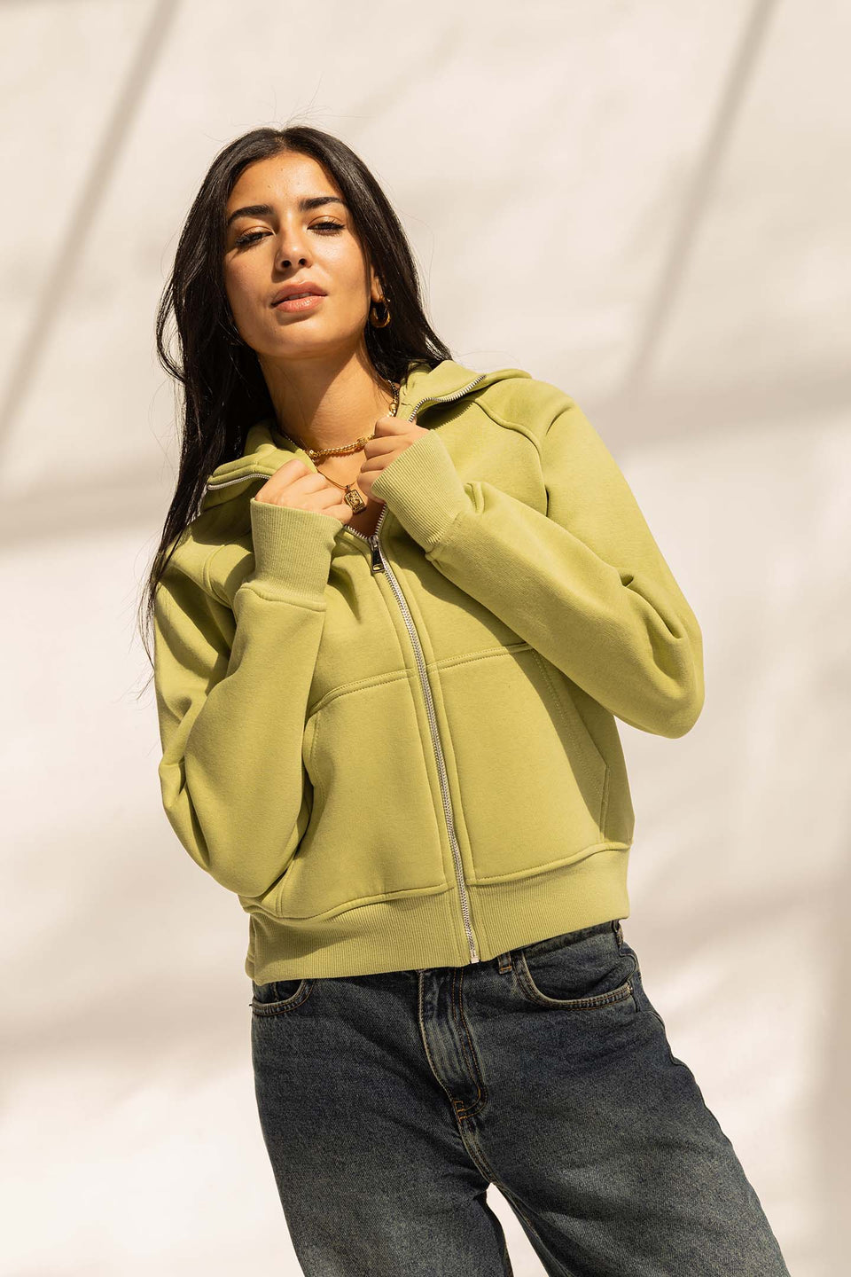 Lime Milton Thumb Hole Hoodie