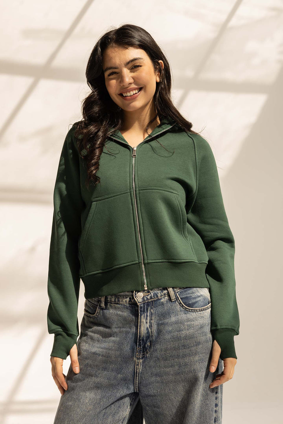 Olive Milton Thumb Hole Hoodie
