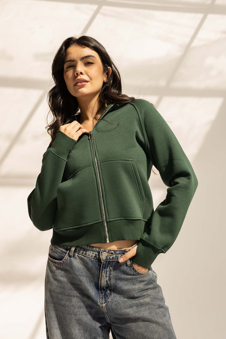 Olive Milton Thumb Hole Hoodie
