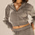 Dark Grey Cozy Ribbed Zip Hoodie