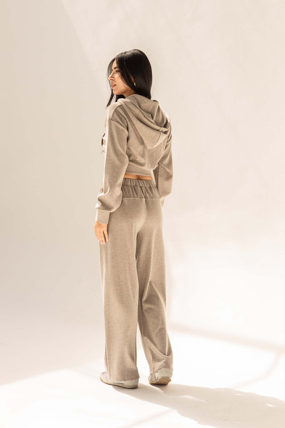 Grey Cozy Ribbed Zip Hoodie