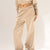 Beige Ribbed High-Waist Lounge Pants