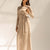 Beige Elegant Wool Wrap Dress