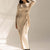 Off White Elegant Wool Wrap Dress
