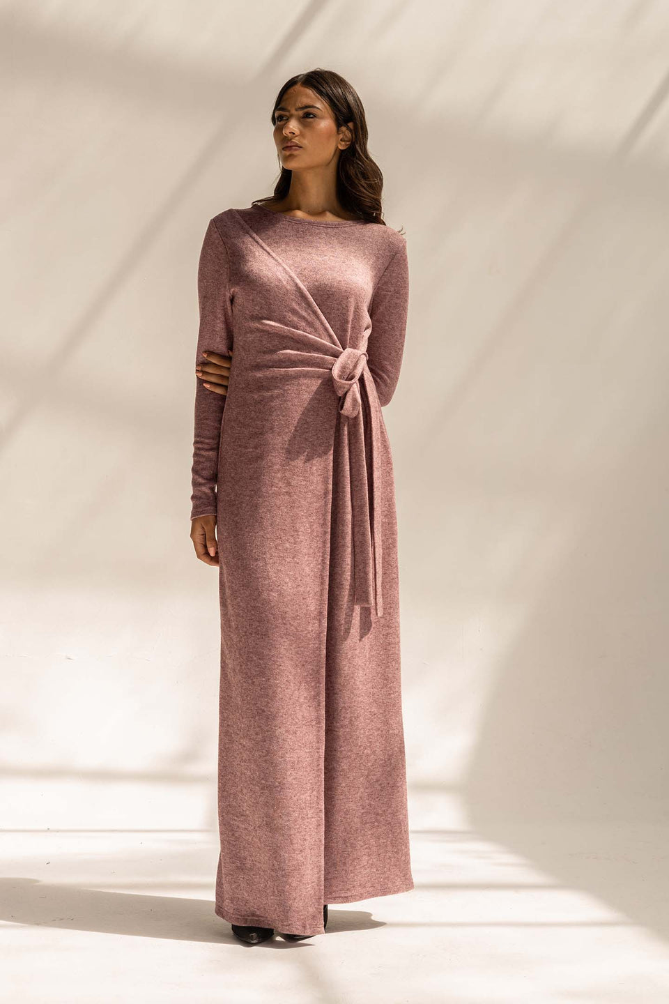 Purple Elegant Wool Wrap Dress