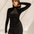 Black Wool Hand-Cover Sleeves High Neck Top
