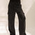 Black Soft Modal Wide Leg Cargo Pants