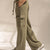 Olive Soft Modal Wide Leg Cargo Pants