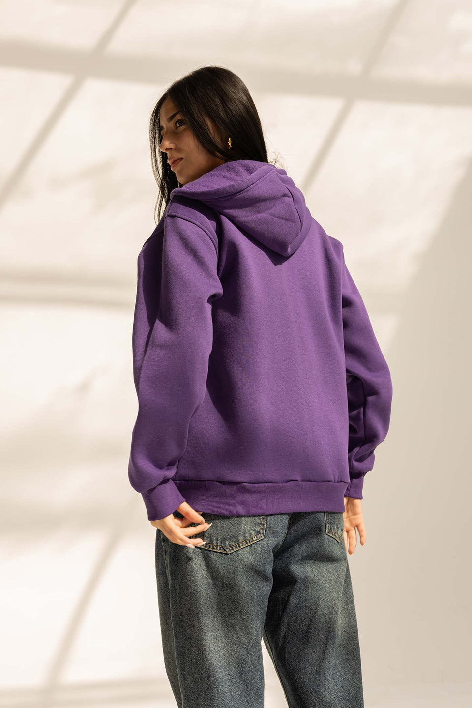 Purple Melton Zipped Hoodie
