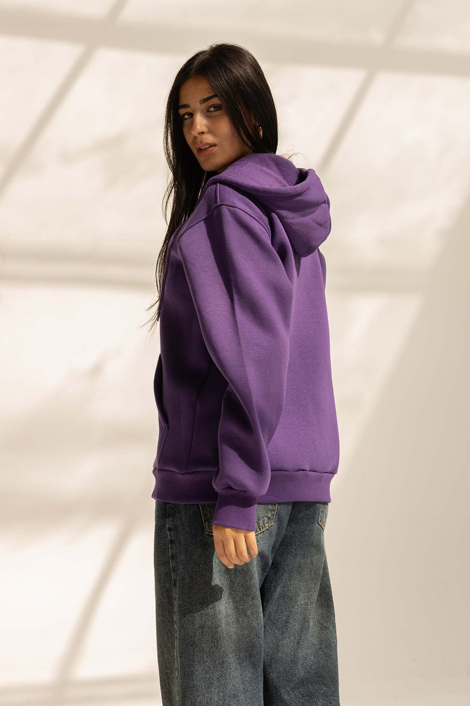 Purple Melton Zipped Hoodie