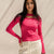Hot Pink Ribbed Cut-Out Neckline Cotton Top