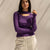 Purple Ribbed Cut-Out Neckline Cotton Top