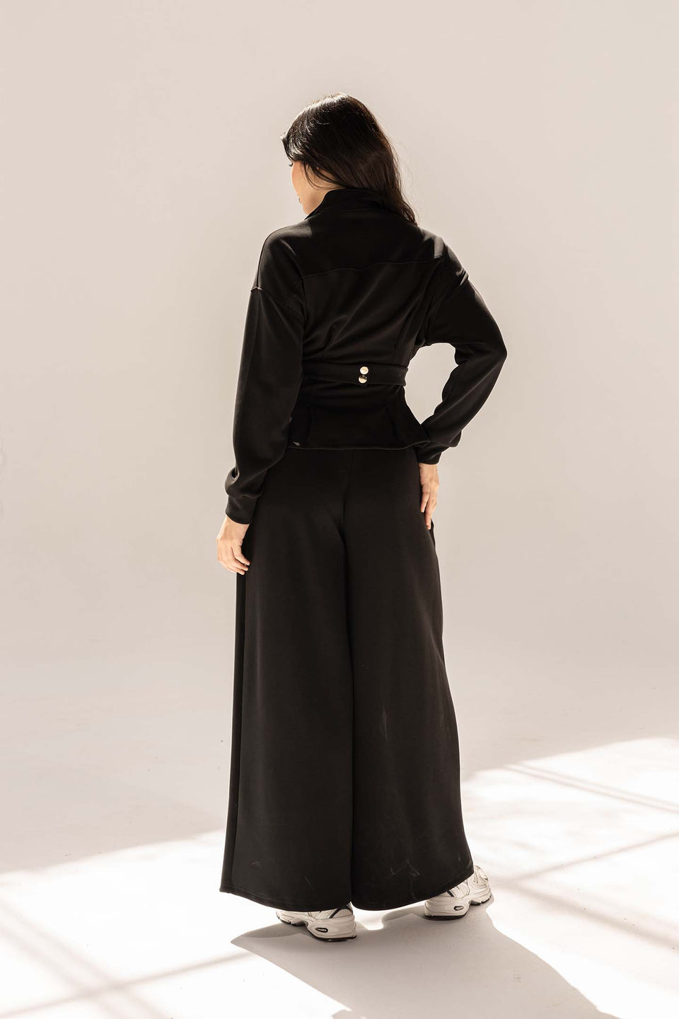 Black Tailored Elegant Pleats Set