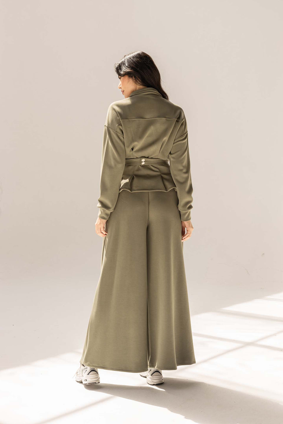 Olive Tailored Elegant Pleats Set