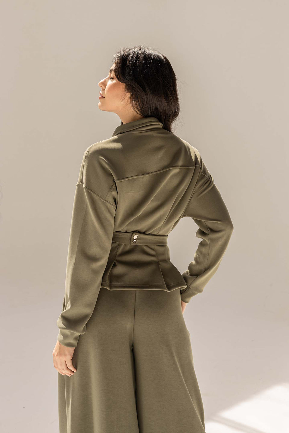 Olive Tailored Elegant Pleats Set