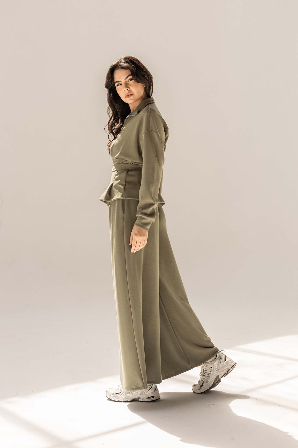 Olive Tailored Elegant Pleats Set