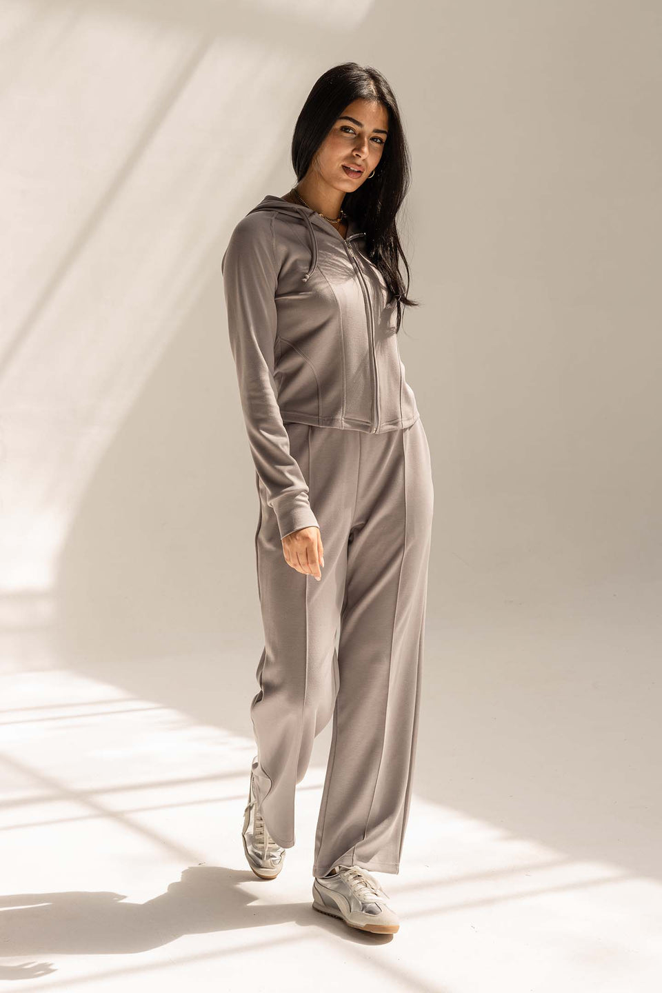Grey Modal Hoodie Contoured Seamst Set