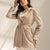 Beige Wool Blend Pinstripe Side Belt Blazer