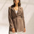 Brown Wool Blend Pinstripe Side Belt Blazer