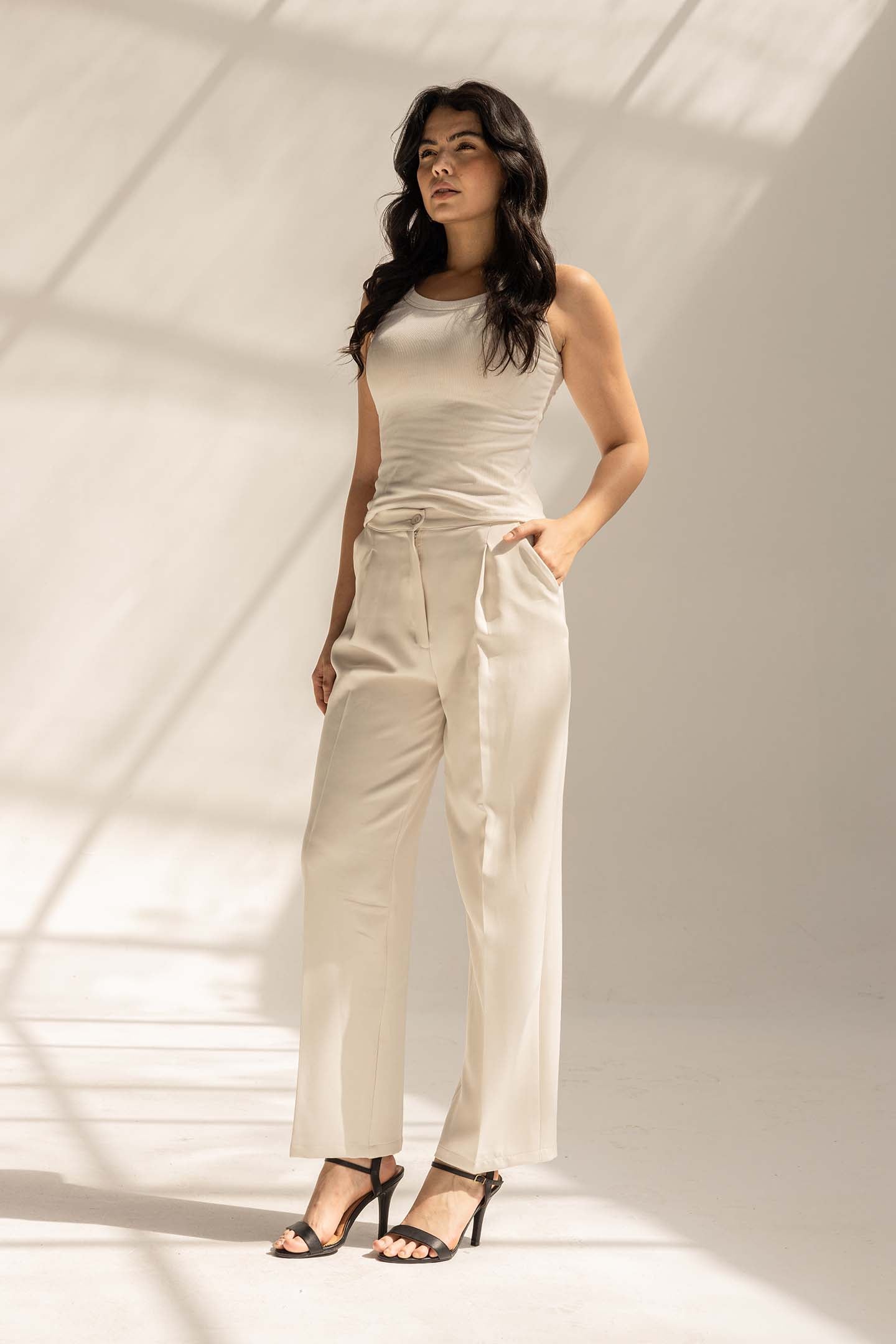 Off White Tailored Wide-Leg Pants
